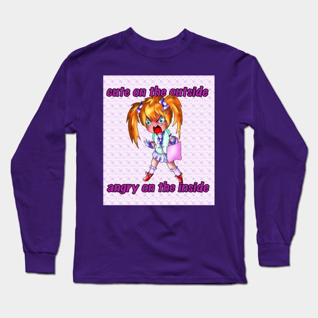 cute on the outside angry on the inside Long Sleeve T-Shirt by cuisinecat